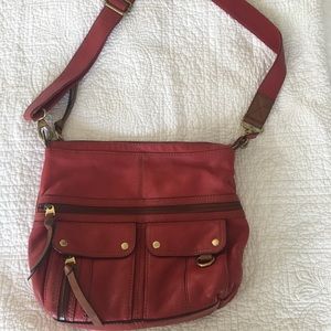Red Fossil Cross-Body Purse